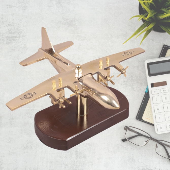 Elita Military Aircraft Model Desk Decor, Gold-Plated Metal Replica on Wooden Base, Aviation Collectible SK N-90 - Image 2