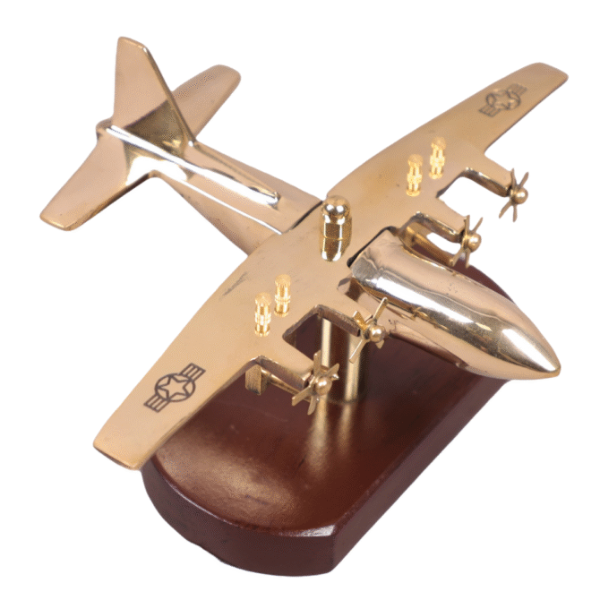Elita Military Aircraft Model Desk Decor, Gold-Plated Metal Replica on Wooden Base, Aviation Collectible SK N-90 - Image 3