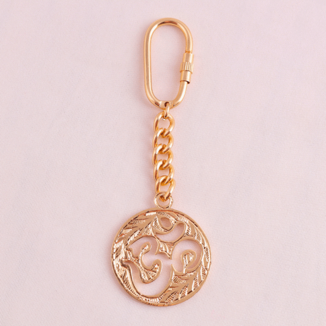 Elita Gold-Plated Finish Om Symbol Keychain, Decorative Chain Link, Religious Charm Pendant - Image 3
