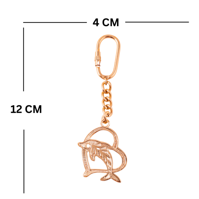 Elita Decorative Dolphin Keychain with Gold Chain, Brass Carabiner Clip, Golden With Gold Plated Finish - Image 5