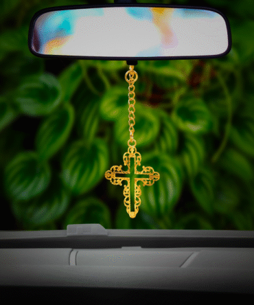 Car Hanging Chirstian Cross JESUS in Brass Wth Gold Plated