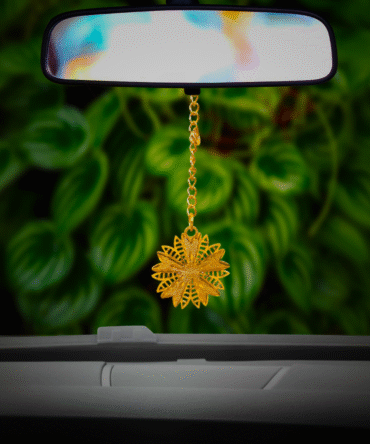 Flower Car Hanging in Brass with Gold Plated, Special Day Gift