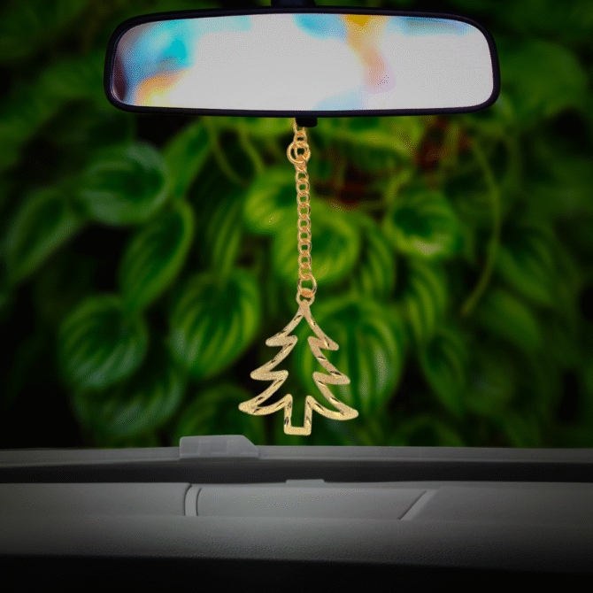 Christmas Tree Car Hanging Charm in Brass with Gold Plated