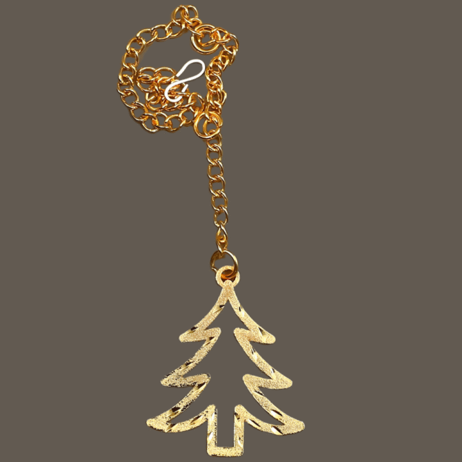 Christmas Tree Car Hanging Charm in Brass with Gold Plated - Image 5