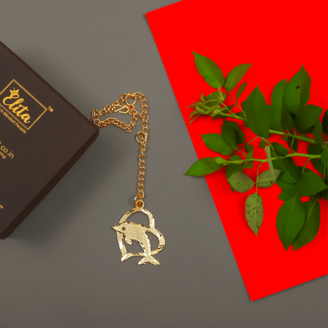 Dolphin Fish Car Hanging Charm in Brass with Gold Plated - Image 2
