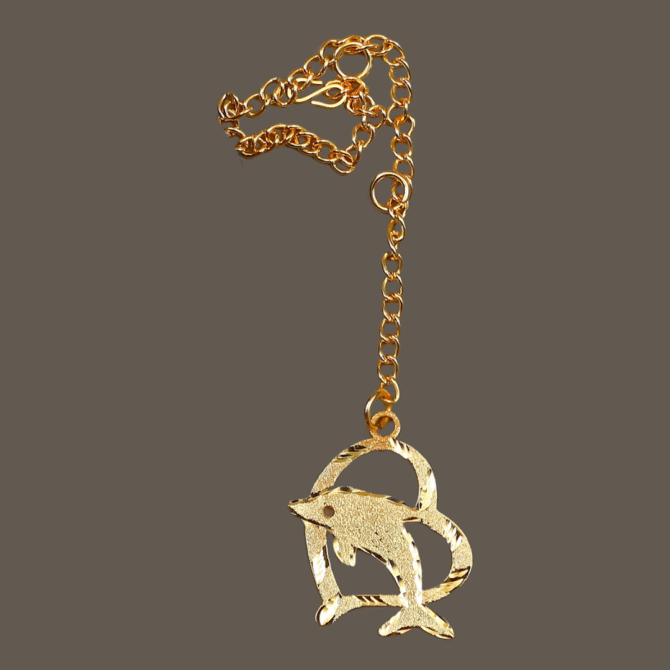 Dolphin Fish Car Hanging Charm in Brass with Gold Plated - Image 5