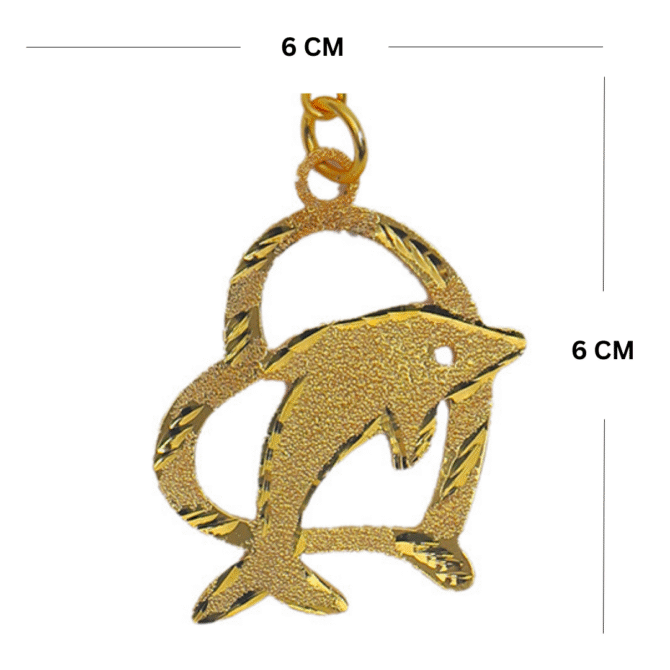 Dolphin Fish Car Hanging Charm in Brass with Gold Plated - Image 3