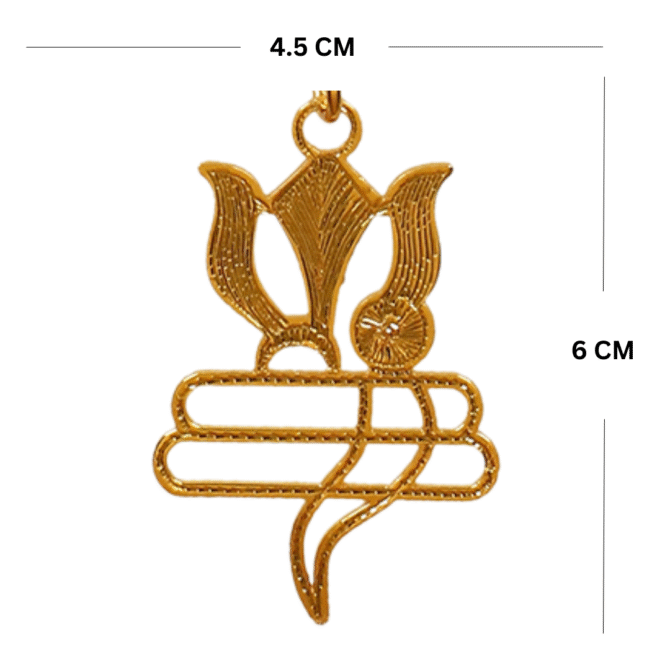 Car Hanging Shiva Icon, Ganesha Lotus Flowers Luxury Design in Brass with Gold Plated - Image 3