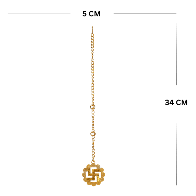 Elita Swastik Car Hanging in Brass with Gold Plated Luxury Swastik Design - Image 4