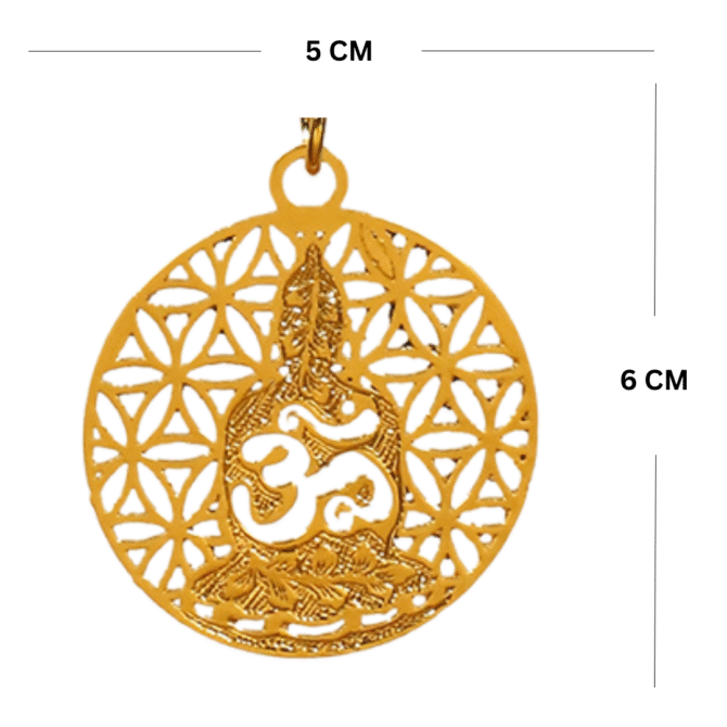 Buddha Design with om Car Hangingin Brass with Gold Plated - Image 3
