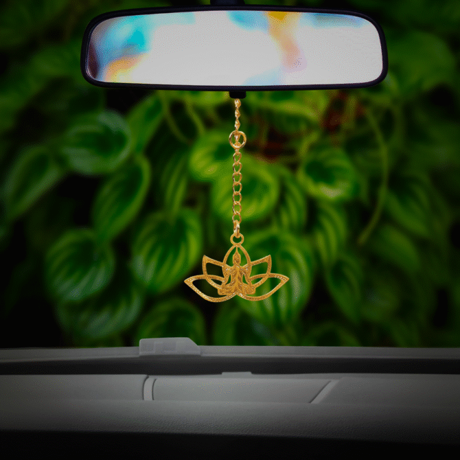 Lotus Buddha Car Hanging in Brass with Gold Plated