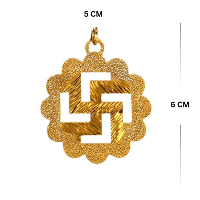 Elita Swastik Car Hanging in Brass with Gold Plated Luxury Swastik Design - Image 3