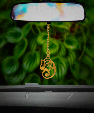 Ganesh Car Hanging in Brass with Gold Plated for Car