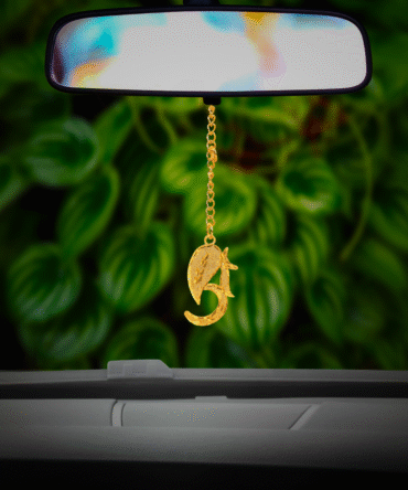 Elita Ganesha OM Shankh Car Hanging in Brass with Gold Plated