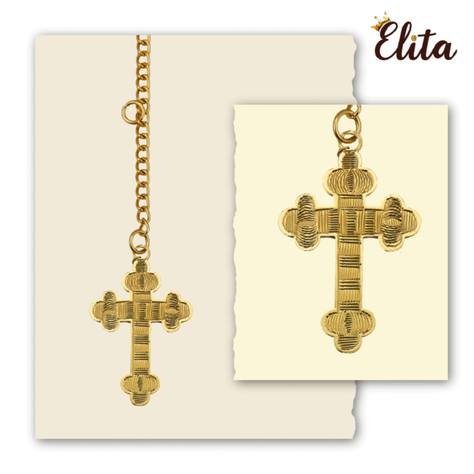 Decorative Cross Gold-Plated Finish in Brass Car Rearview Mirror Cross Pendant, Gold-Tone Chain, Religious Hanging Ornament Brand: Generic - Image 2