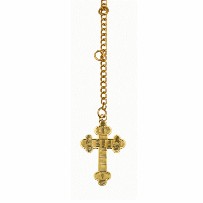 Decorative Cross Gold-Plated Finish in Brass Car Rearview Mirror Cross Pendant, Gold-Tone Chain, Religious Hanging Ornament Brand: Generic - Image 3