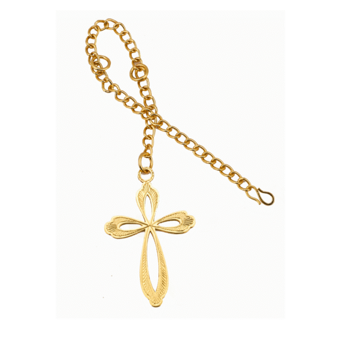 Decorative Cross Car Rearview Mirror Cross Pendant, Gold-Tone Chain, Gold-Plated Finish in Brass - Image 4