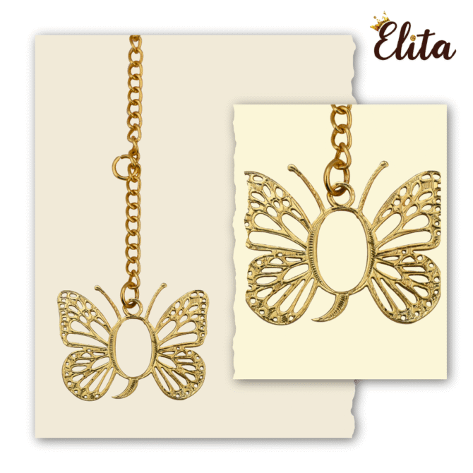 Gold Butterfly Car Rear View Mirror Hanging Charm, Decorative Gold-Plated Finish in Brass - Image 2